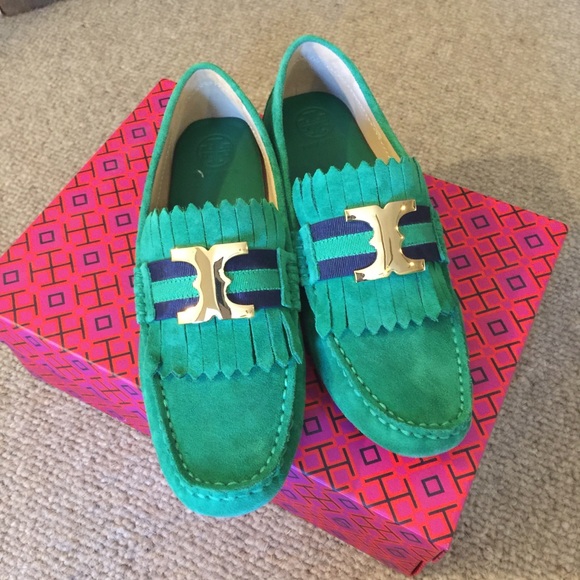 Tory Burch Shoes - Tory Burch green suede driving shoes